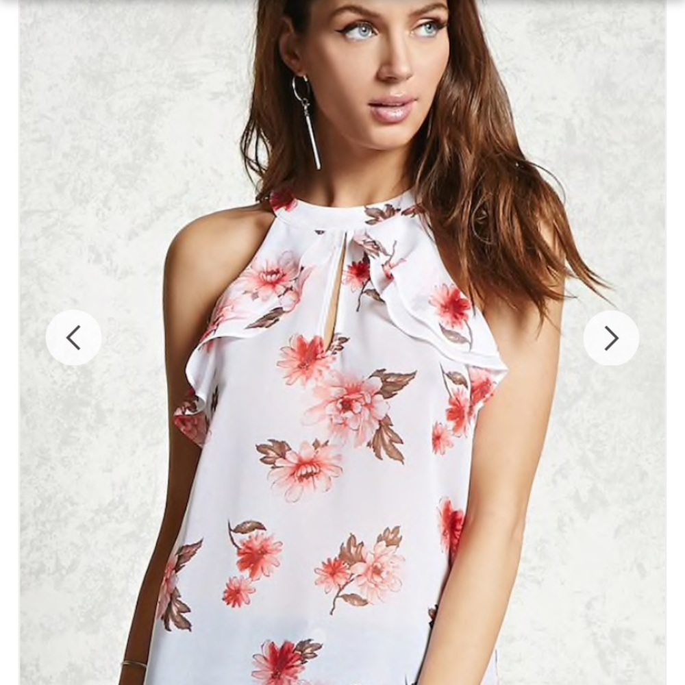 Floral Print Ruffled Top - Picture 4 of 5